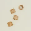 Dot + Army Table Linens^Basket Weave Napkin Ring, Set of 4