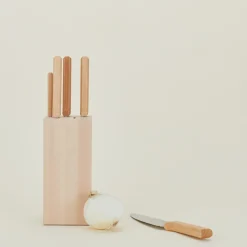 Opinel Cutting Boards & Knives^Beechwood Knives, Set of 5 + Block