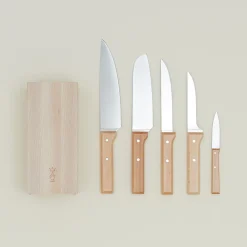 Opinel Cutting Boards & Knives^Beechwood Knives, Set of 5 + Block