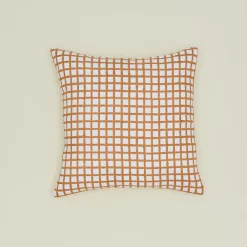 Craft Boat Pillows^Block Printed Grid Pillow Cover