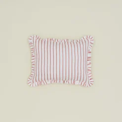 Craft Boat Pillows^Block Printed Striped Ruffled Pillow Cover