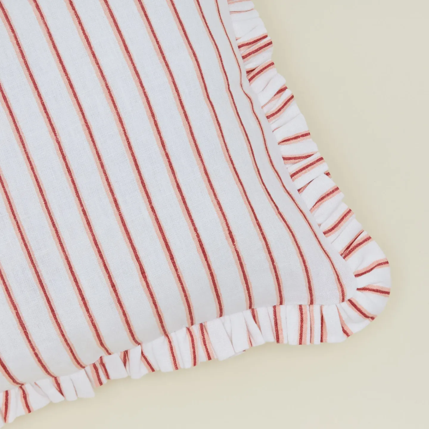 Craft Boat Pillows^Block Printed Striped Ruffled Pillow Cover