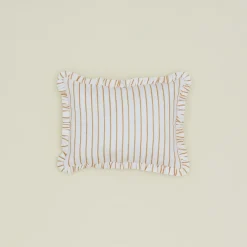 Craft Boat Pillows^Block Printed Striped Ruffled Pillow Cover