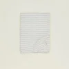 Fog Linen Throws^Chambray Linen Throw Blanket - White Stripe