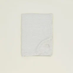 Fog Linen Throws^Chambray Linen Throw Blanket - White Stripe