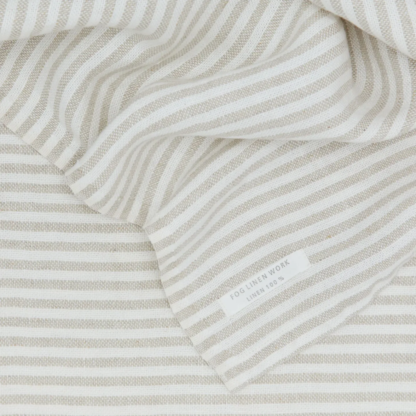 Fog Linen Throws^Chambray Linen Throw Blanket - White Stripe