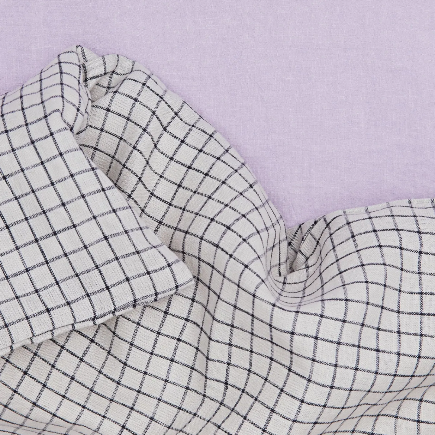 Fog Linen Duvets^Checked Linen Duvet Cover