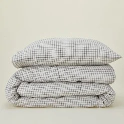 Fog Linen Duvets^Checked Linen Duvet Cover
