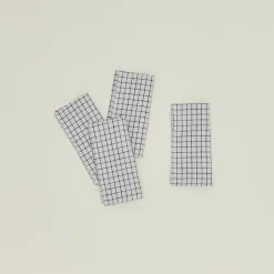 Fog Linen Table Linens^Checked Linen Napkin, Set of 4