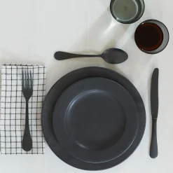 Fog Linen Table Linens^Checked Linen Napkin, Set of 4