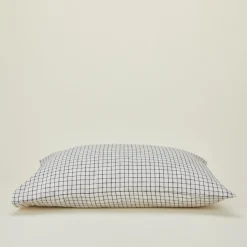 Fog Linen Pillows|Pillows & Shams^Checked Linen Pillowcase