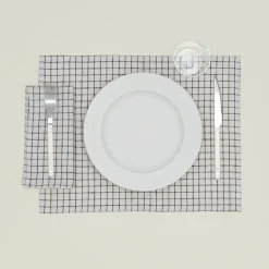 Fog Linen Table Linens^Checked Linen Placemat, Set of 4