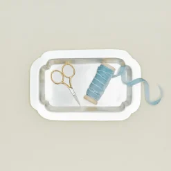 Fog Linen Glassware & Barware|Serveware^Decorative Edge Rectangular Silver Tray