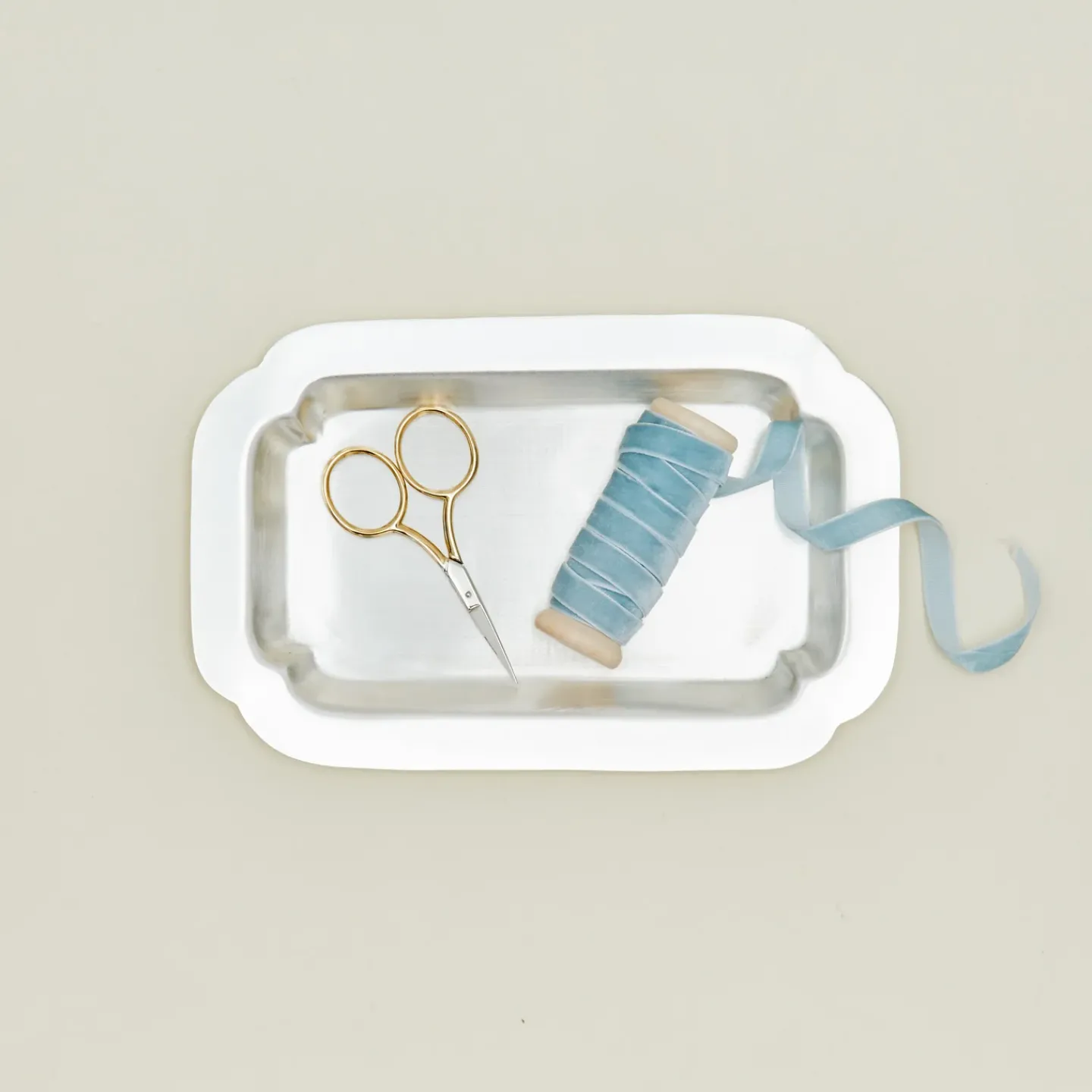 Fog Linen Glassware & Barware|Serveware^Decorative Edge Rectangular Silver Tray