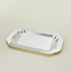 Fog Linen Glassware & Barware|Serveware^Decorative Edge Rectangular Silver Tray