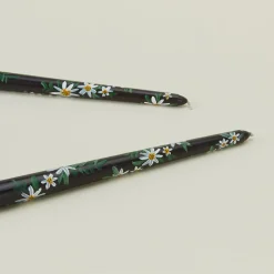 Ashley Myers Candles & Tapers^Floral Handpainted Taper Pair - Black