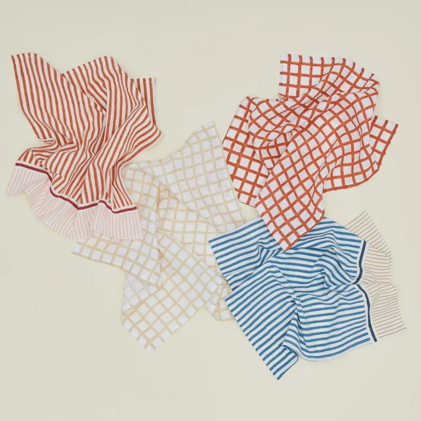 Craft Boat Table Linens^Hand Block Crossroads Napkin, Set of 2