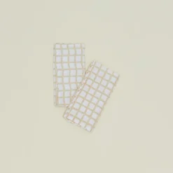 Craft Boat Table Linens^Hand Block Grid Napkin, Set of 2