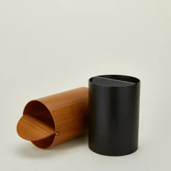 Saikai Toki Bath Accessories|Baskets & Storage^Lidded Wooden Wastebasket