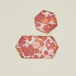 Craft Boat Office & Games^Marbleized Hexagon Tray, Set of 2