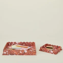 Craft Boat Serveware|Trays & Catch-alls^Marbleized Scalloped Tray, Set of 2