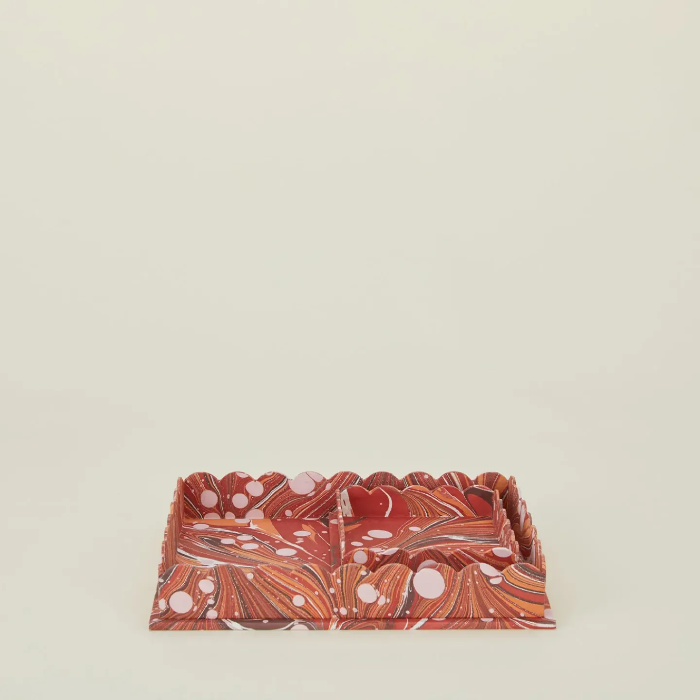 Craft Boat Serveware|Trays & Catch-alls^Marbleized Scalloped Tray, Set of 2