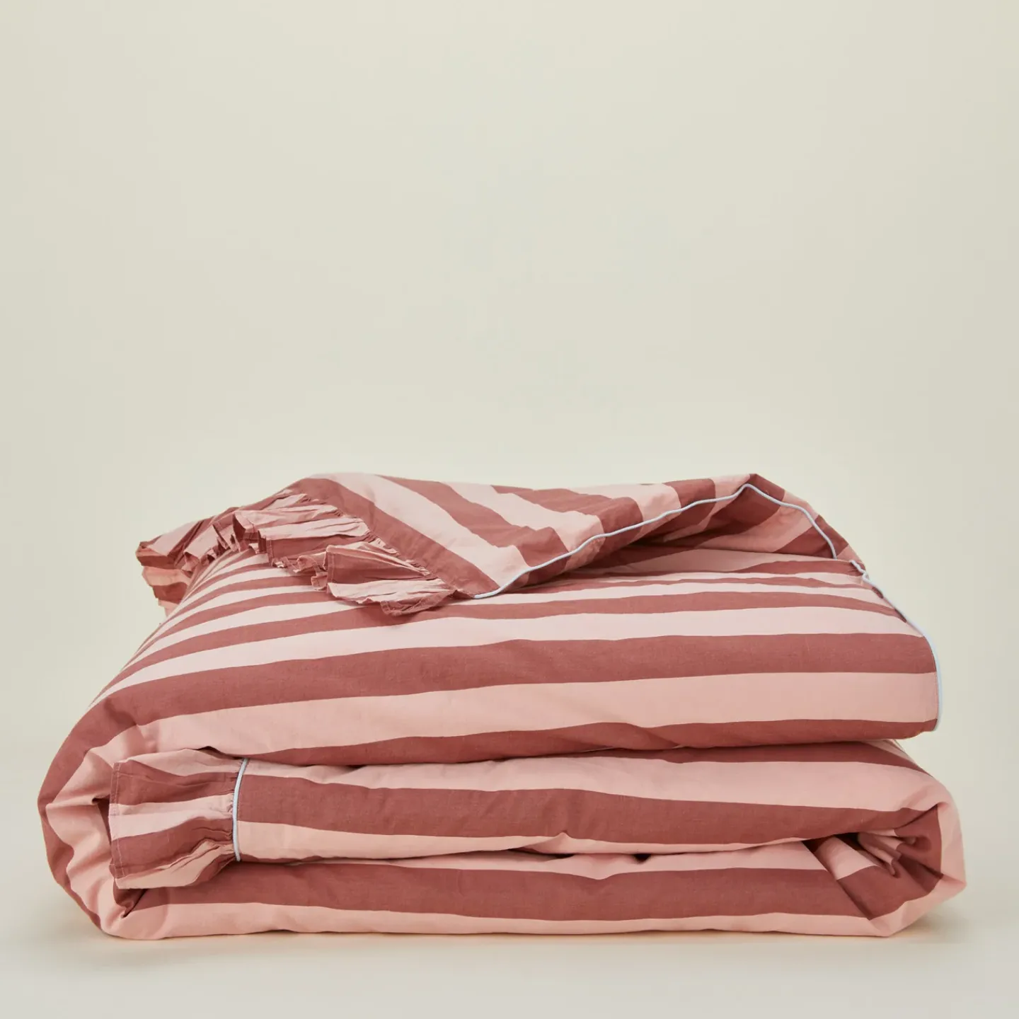 TBCo Duvets^Striped + Ruffled Duvet Cover