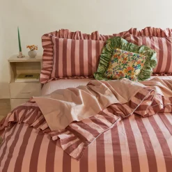 TBCo Duvets^Striped + Ruffled Duvet Cover
