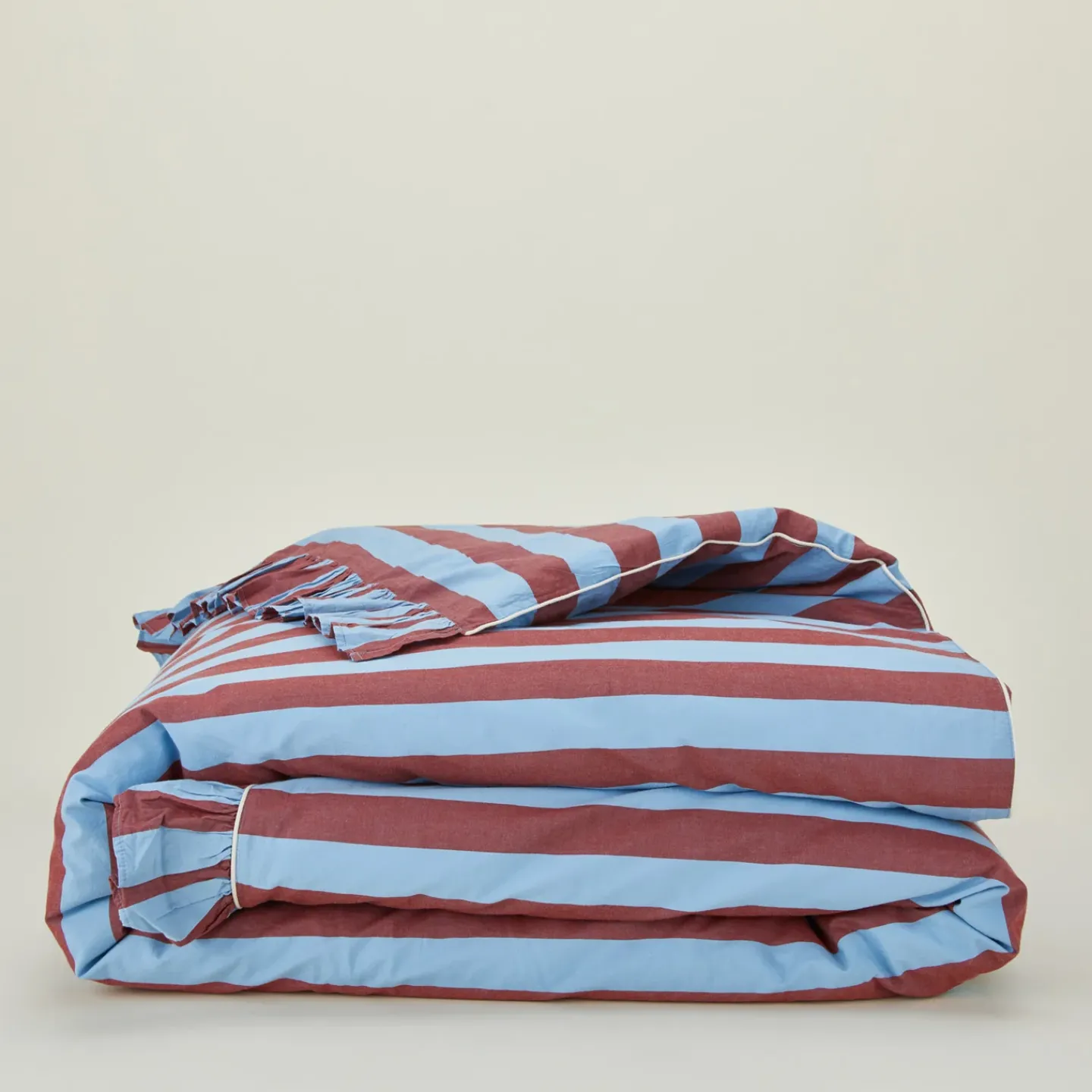 TBCo Duvets^Striped + Ruffled Duvet Cover