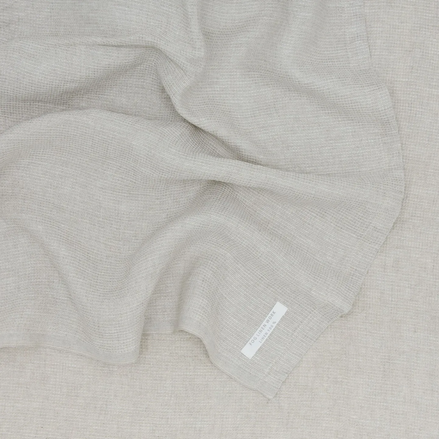 Fog Linen Throws^Washed Linen Waffle Throw Blanket - Natural